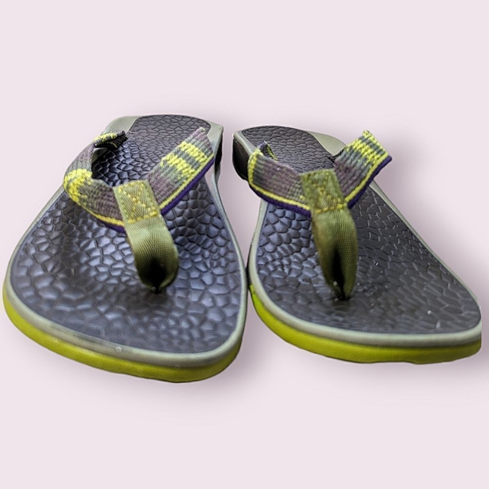 Chaco Lime Olive Green Thong Style Flip Flop Sandals size 9.5 10 - Picture 6 of 13